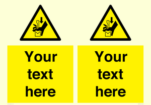 Custom warning hand crushing between press brake tool